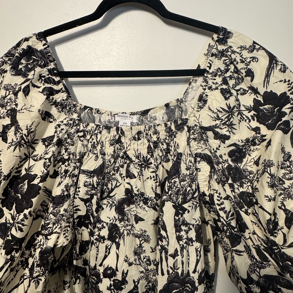 Chic Soul “Cozy Love Black Toile” Top - NWOT - Picture 3 of 6